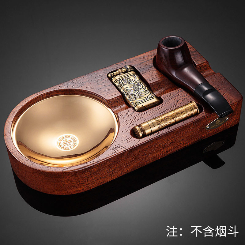 雪茄烟灰缸雪茄打火机烟斗压棒3件套装礼盒装