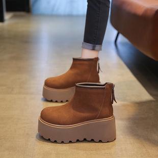 小码33松糕加绒马丁靴女2025年秋冬新款增高小个子复古百搭棉鞋子