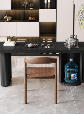 侘寂风实木茶桌椅组合现代简约阳台茶桌办公室接待茶几家用泡茶桌