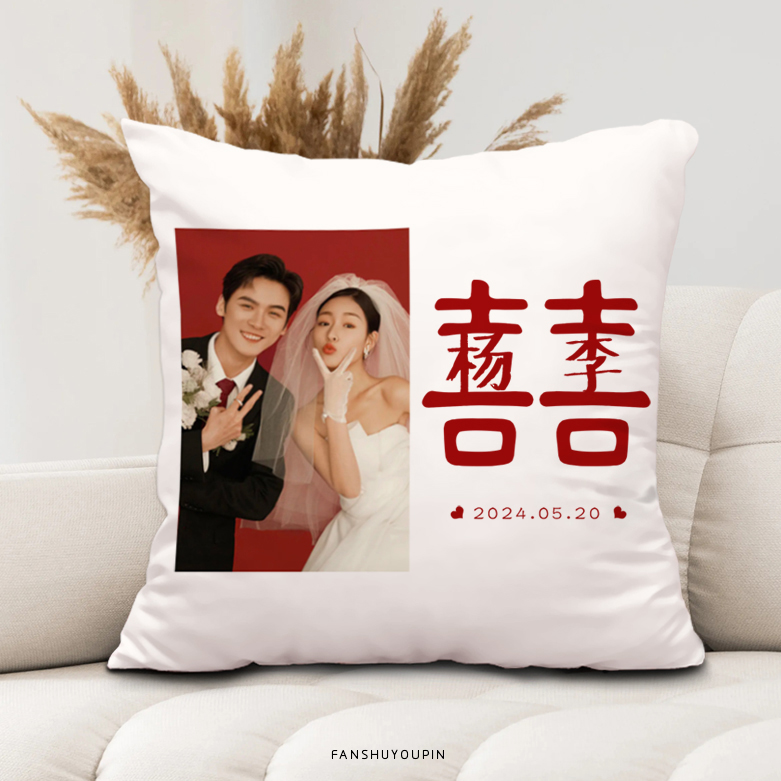 结婚照抱枕定制双面可拆洗