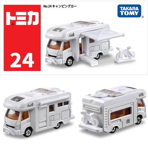 7月新车 TOMY 多美卡红白盒24号 房车营地野外露营车合金小车模型