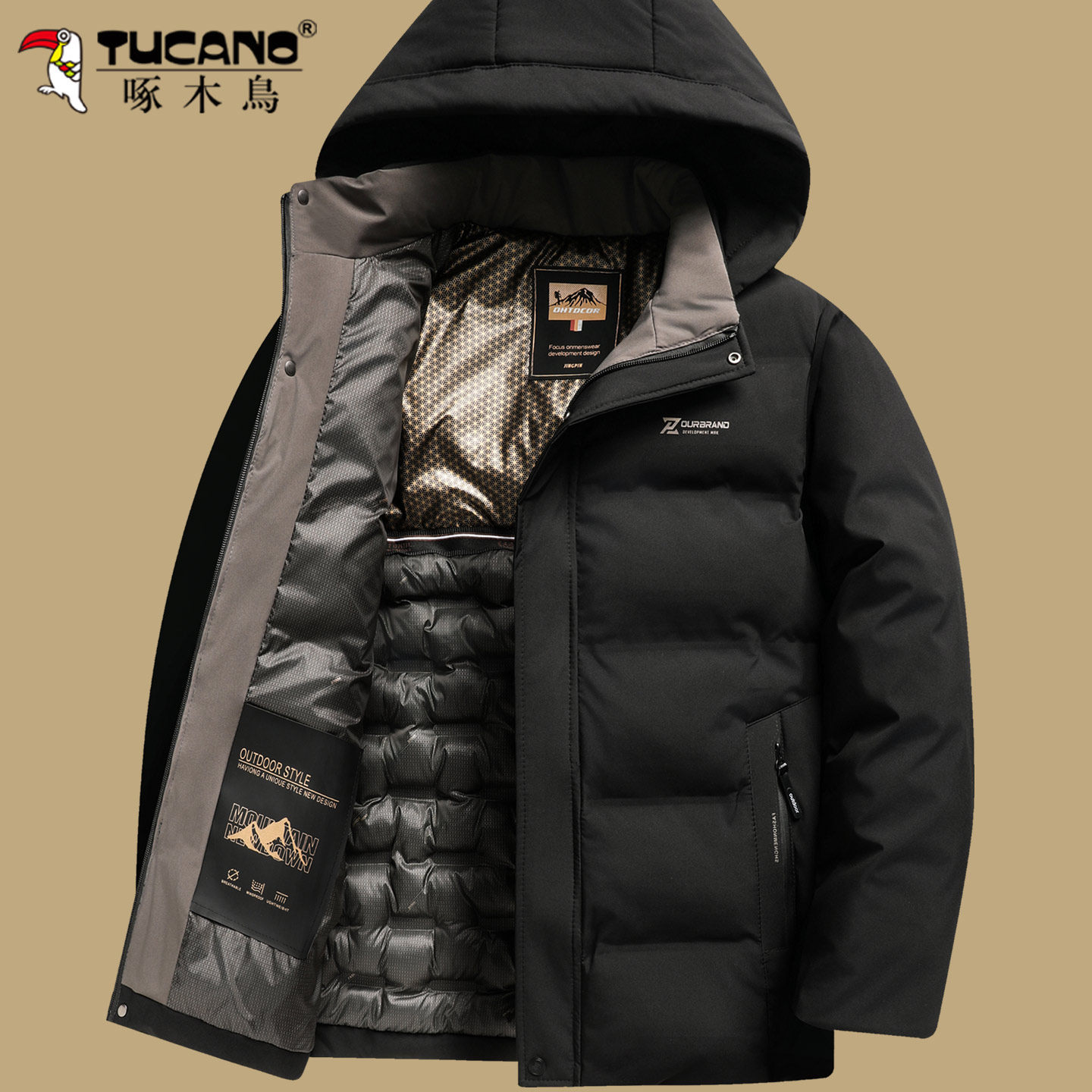 啄木鸟冬季休闲加厚中年保暖棉衣