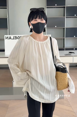 Z26511后绑带长袖 诗歌兰欧货女装2026春款气质米色娃娃款衬衫女
