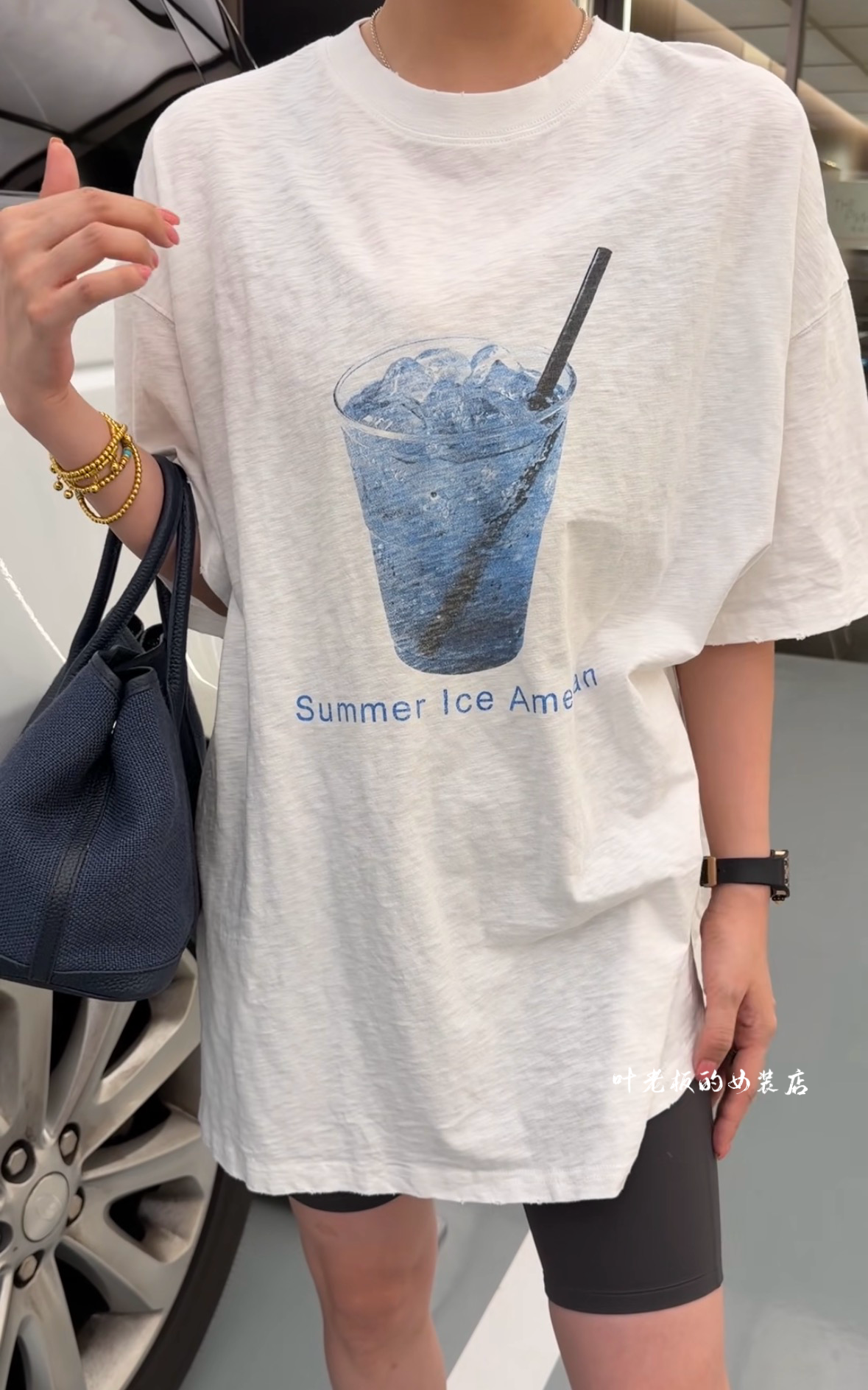 T10586休闲短袖 诗歌兰欧货女装2026夏款白色圆领中长款果汁T恤女