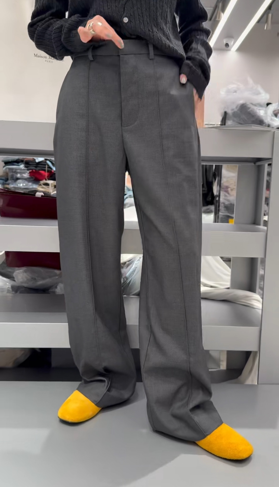 59649诗歌兰2024秋冬款 时尚百搭气质深灰色高腰显瘦休闲裤西裤女