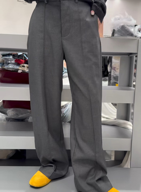59649诗歌兰2024秋冬款 时尚百搭气质深灰色高腰显瘦休闲裤西裤女
