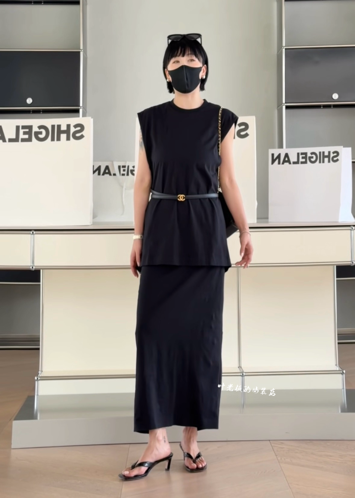 Z7139假两件背心裙 诗歌兰欧货2026夏女装气质黑色后背镂空套装女