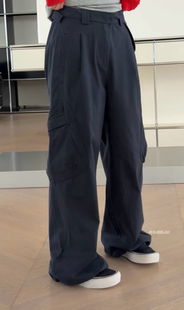 T43612收口休闲裤 诗歌兰欧货女装2026春款气质藏青蓝口袋工装裤