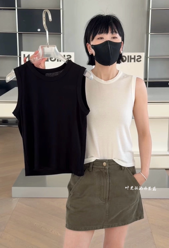 P617针织棉打底背心 诗歌兰欧货女装2026夏款简约纯色圆领背心女