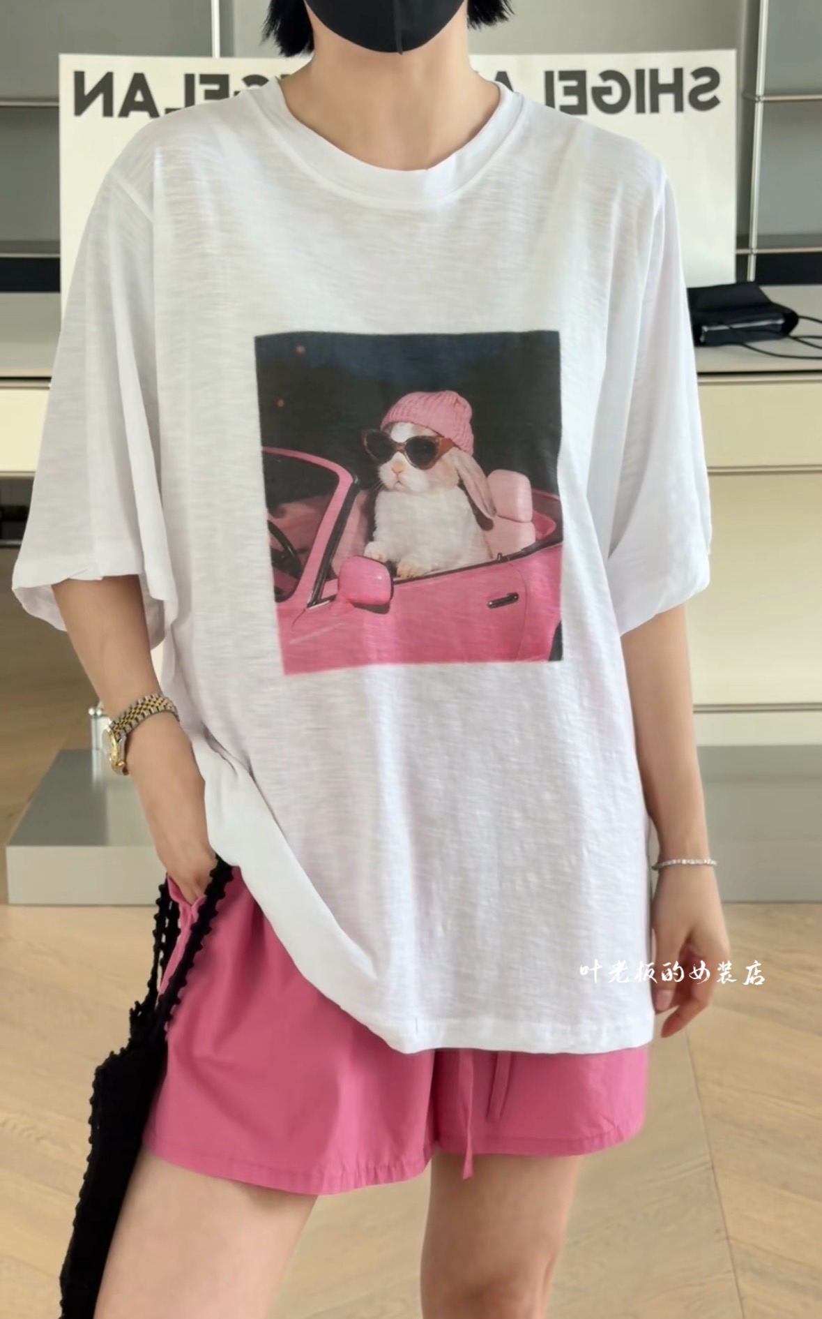 H81704小猫短袖 诗歌兰韩货2026夏款简约休闲白色圆领休闲卡通T恤