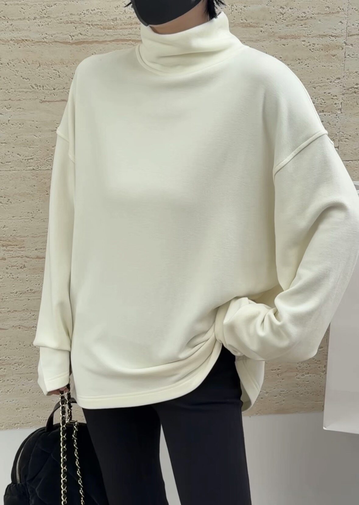 C52246高领打底衫 诗歌兰女装26秋冬款气质米白色柔软德绒保暖T恤