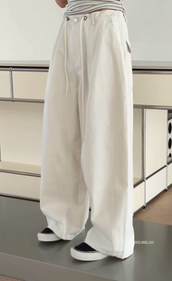 气质米白色抽绳休闲裤 T26 2026春款 诗歌兰欧货女装 111洋气直筒裤