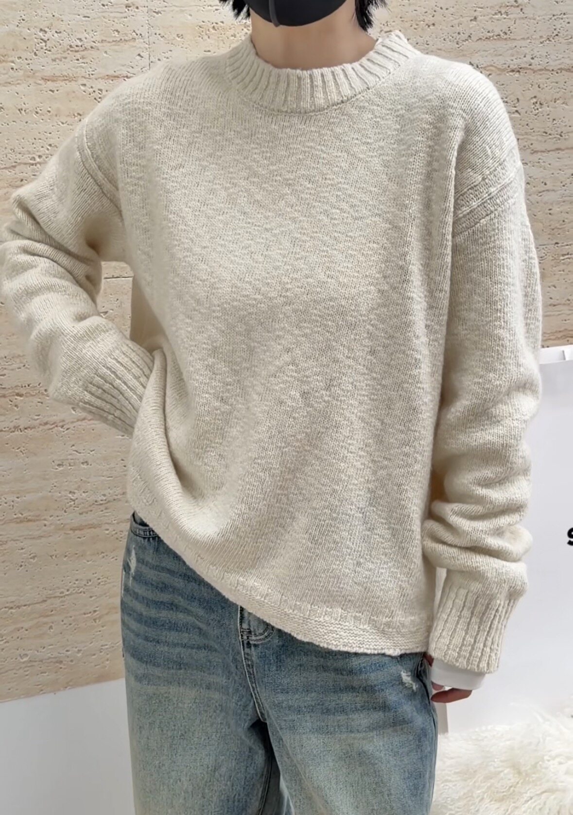 C26093圆领毛衣 诗歌兰女装26秋冬款气质香草色羊毛套头毛衣女