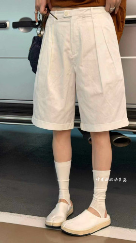 C58677休闲短裤 诗歌兰欧货2026夏款 气质百搭高腰白色休闲裤中裤