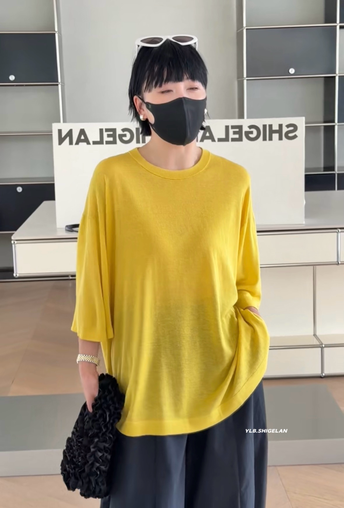 P5016面膜衣 诗歌兰欧货女装2026春夏款 简约百搭亮黄色短袖T恤女