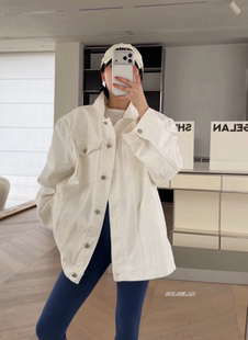 T5618白色外套 诗歌兰欧货女装2026春款气质白色中长款牛仔外套女