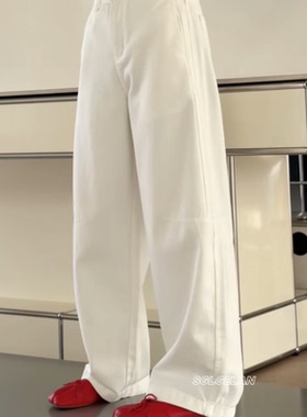 75037诗歌兰女装2026春款 时尚百搭显瘦白色直筒裤休闲牛仔裤女
