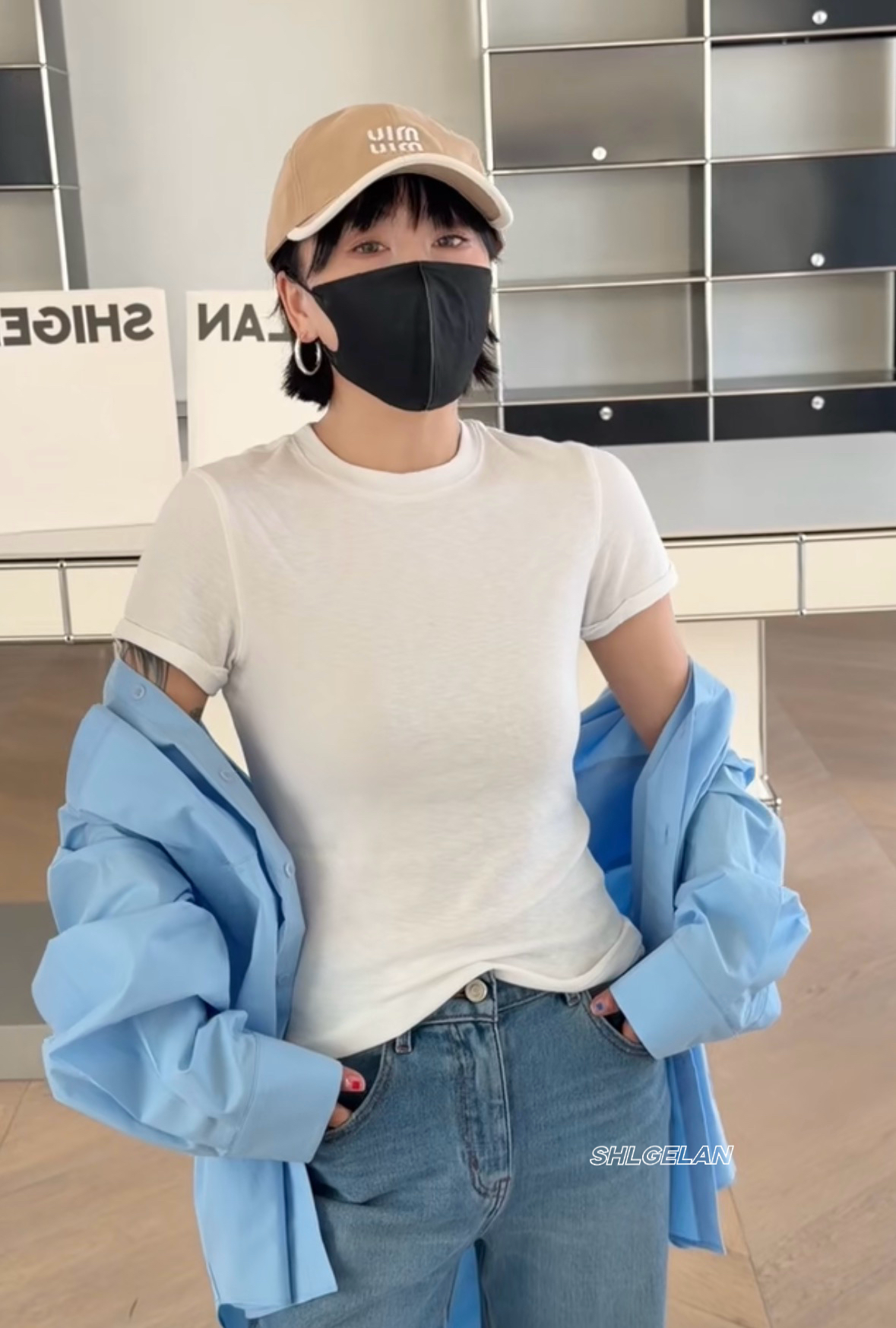 现货879翻边短袖 诗歌兰欧货女装2026春款 百搭黑色圆领弹力T恤女