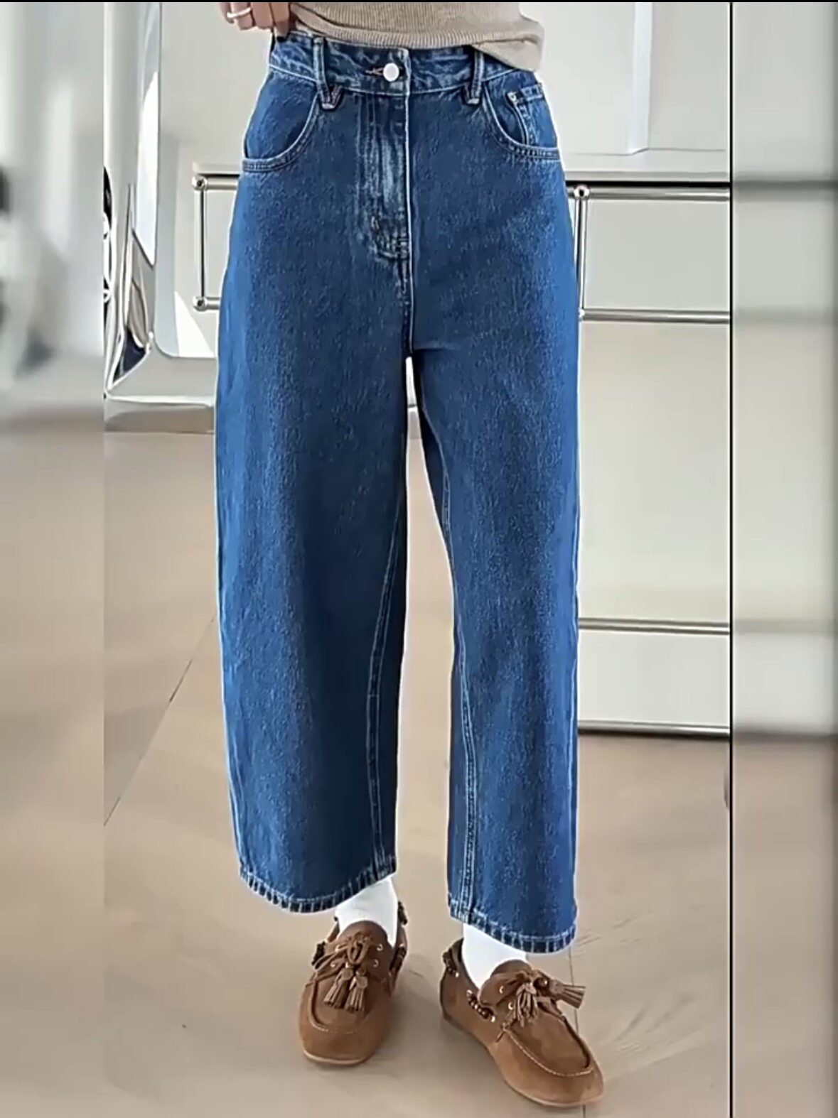 现货16093诗歌兰女装2025秋款 显瘦深蓝色烟管裤九分裤牛仔裤女