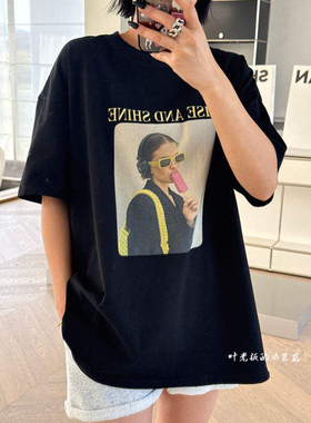 T10588休闲短袖 诗歌兰欧货女装2026夏款显瘦黑色针织棉女孩T恤女