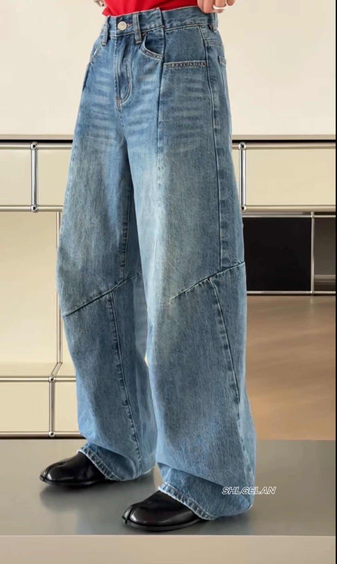 280097欧货牛仔裤诗歌兰女装2026春款气质百搭水洗蓝色牛仔弯刀裤