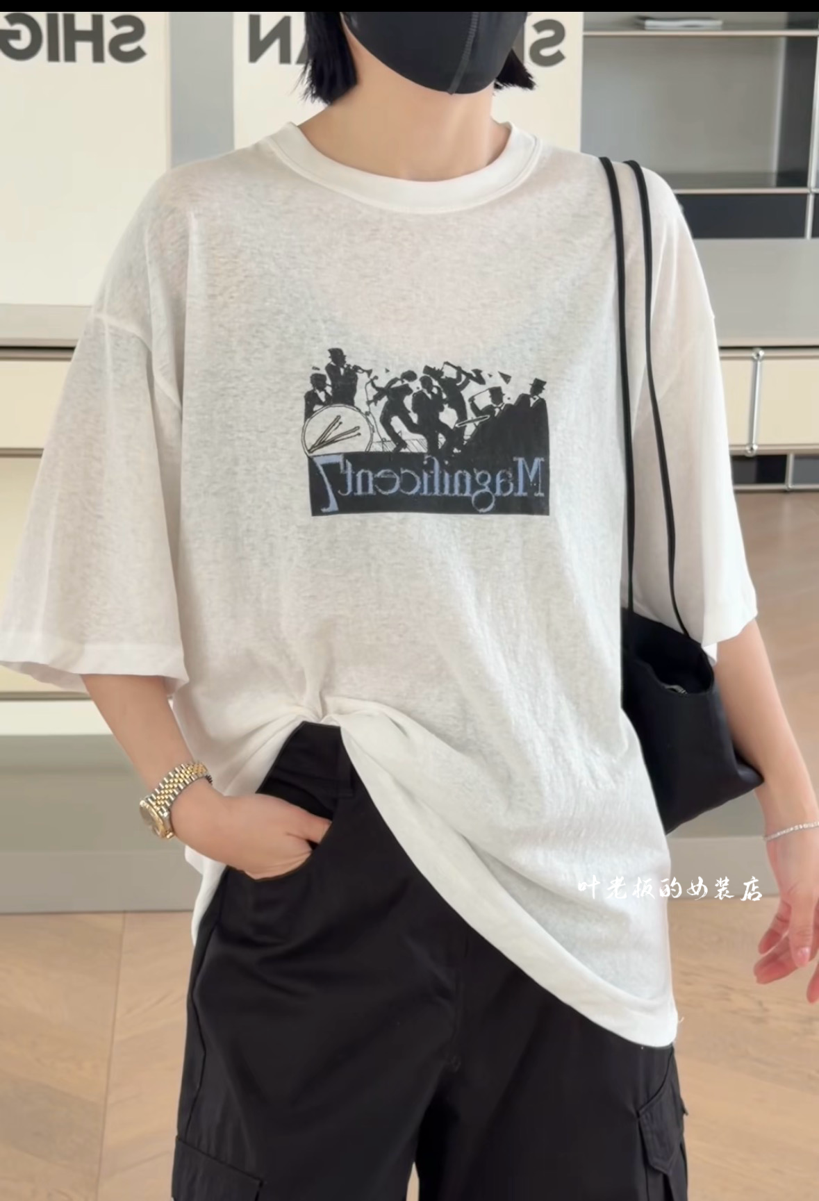 H22820图案短袖 诗歌兰韩货女装2026夏款气质白色音乐字母宽松T恤
