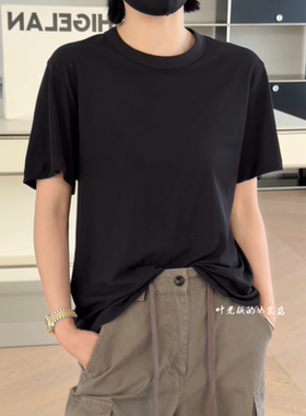 C58707纯色短袖 诗歌兰女装26新款夏 简约显瘦黑色圆领短袖T恤女