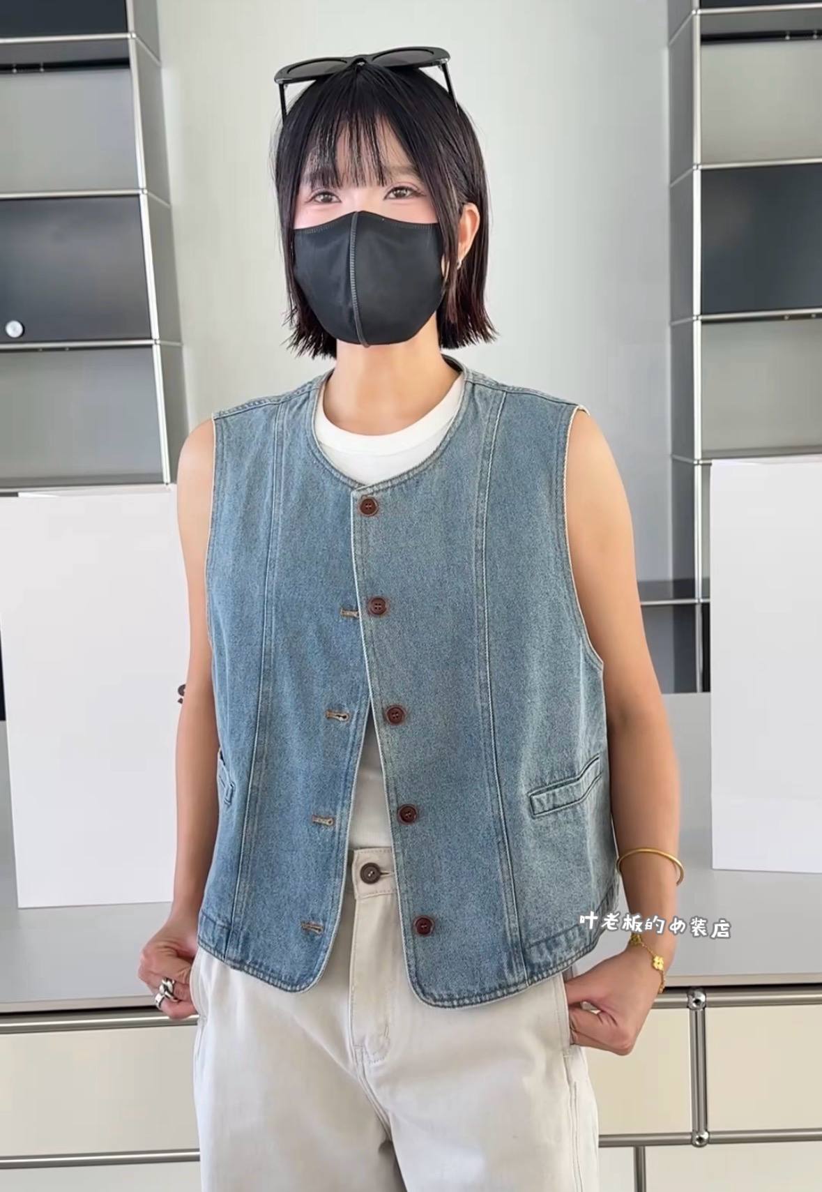 T61135牛仔马甲 诗歌兰女装26秋款气质水洗浅蓝色牛仔马夹外套女