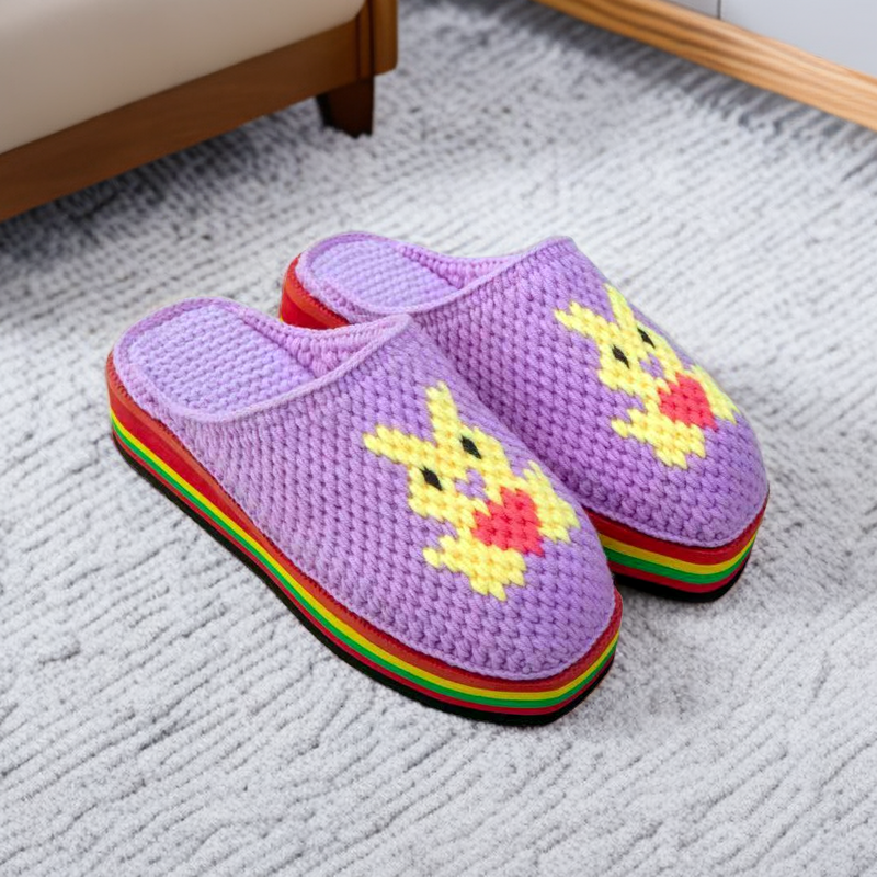定制纯手工毛线拖鞋家居室内春秋冬季厚底高级感情侣勾拖鞋成品