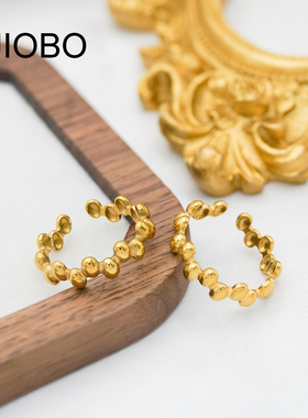 开口可调节拼接椭圆戒指钛钢个性