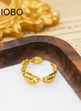 韩版简约小众设计钛钢开口戒指