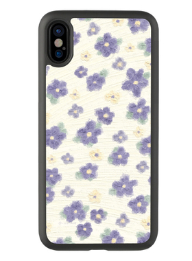 适用于卡通xr紫色花朵插画78plus手机壳iPhone13适用苹果14玻璃15