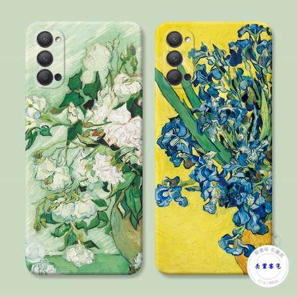 梵高名画9适用oppo reno6手机壳8 5pro+7油画4se复古3k文艺2z女款