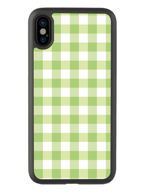 适用于简约xr文艺绿色格子78plus手机壳iPhone13适用苹果14硅胶15