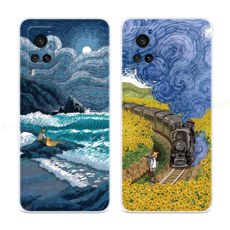 花田火车适用vivo x60手机壳x50x27pro梵高nex3文艺油画风小清新+