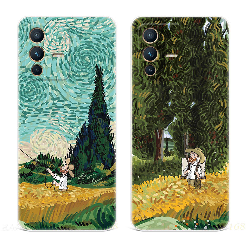 复古油画适用vivo s12手机壳s15s16p梵高s10s9s7t文艺6抽象女款薄