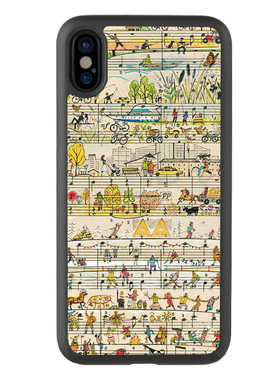 适用于卡通乐谱插画xriPhone12promax手机壳13音乐生14保护套玻璃