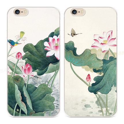 国画花鸟适用iPhone13苹果8plus手机壳6s7中国风14promax文艺女款软5se第一1二2三3代五六七八