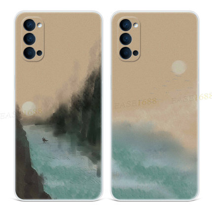 古诗插画9适用oppo Reno6手机壳8 5pro+7复古4se中国风3k简约2Z女款Ace轻薄软十