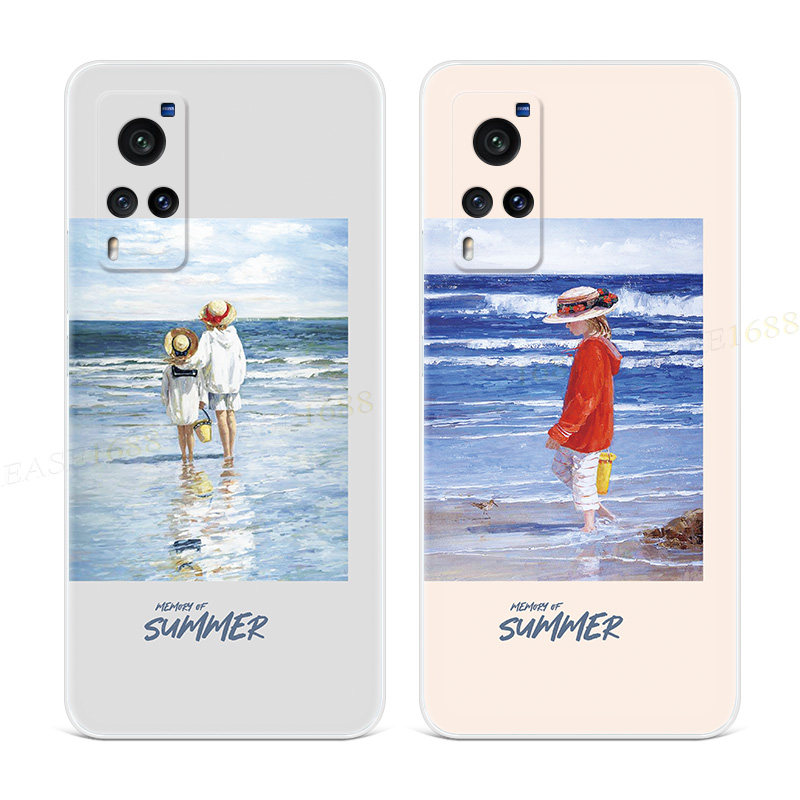 夏天女孩大海适用vivo x60手机壳x50x27pro文艺3油画nex日韩+女款