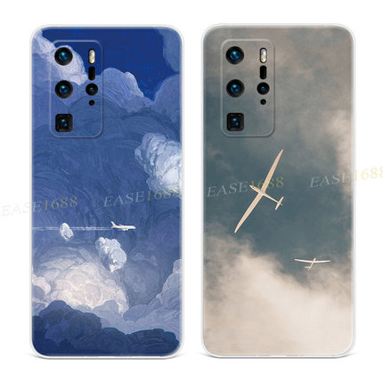 ins冷淡风飞机适用华为p40手机壳p60p20pro油画p10p9plus日系+软