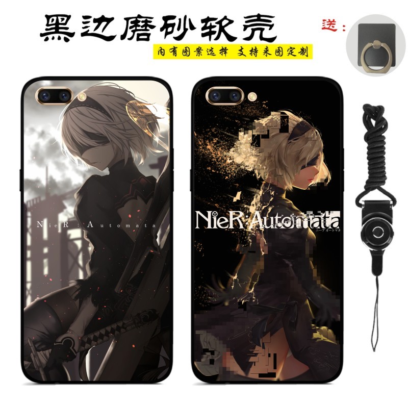 尼尔机械纪元2b小姐姐oppor9/splus手机壳适用r14/s黑色磨砂软r15