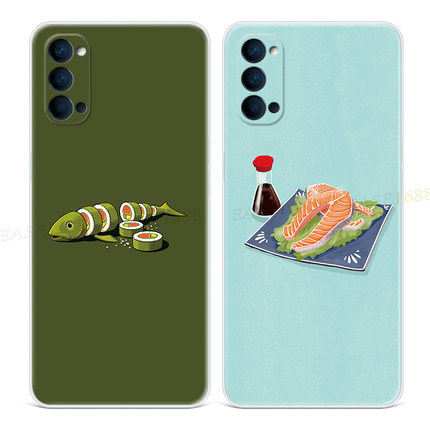 日本寿司9适用oppo Reno6手机壳8pro+7创意5K个性4se插画3元气版2z女款Ace轻薄软十