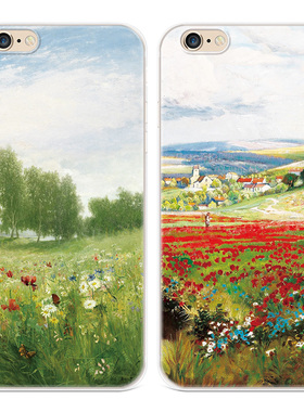 唯美小花适用iPhone8plus苹果X手机壳6s7小清新XR油画xsmax女款软5se第一1二2三3代五六七八