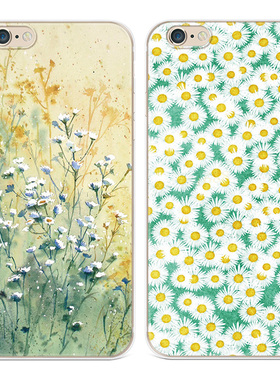 ins风插画适用iPhone8plus苹果13手机壳6s7小雏菊14promax文艺女款软5se第一1二2三3代五六七八