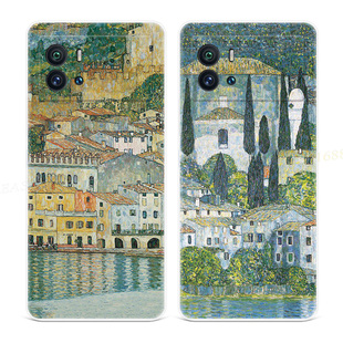 欧式小镇适用vivo iqoo9手机壳8pro油画neo6/5/3克里姆特s10s9s7