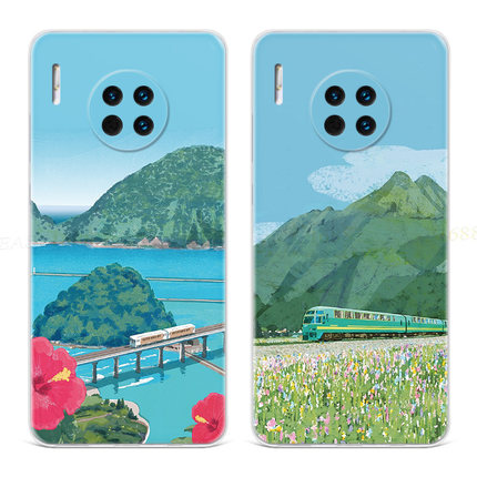 日系旅行插画适用华为mate60手机壳40pro+50夏日20x小清新10e9女8