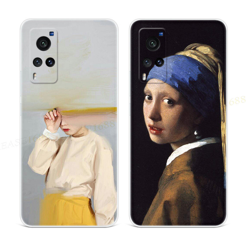 原创油画适用vivo x60手机壳x50Pro+少女孩x27文艺nex3抽象女款软