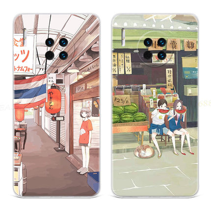 日系插画适用华为mate60手机壳40pro+50文艺20x小清新10e女款9软8