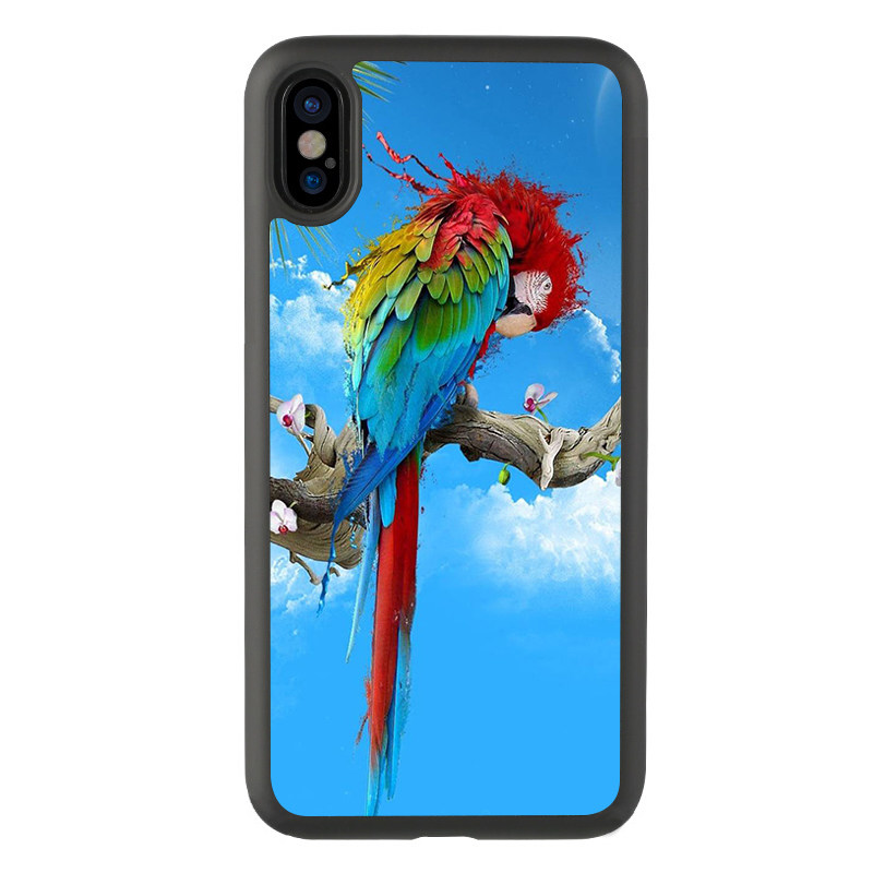 适用于简约14鹦鹉iPhonexsmax手机壳12Pro可爱7plus保护套13玻璃x